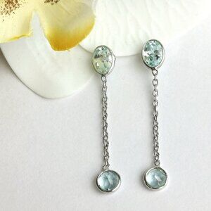 NWT Sterling Silver 925 blue topaz dangle earrings